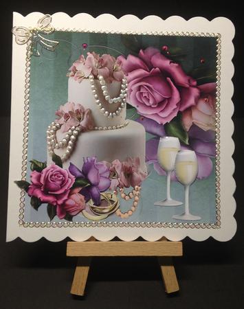 Pink & Lilac Roses with Wedding Cake 8x8 by Bettina Keis Jensen