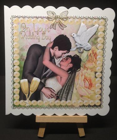 Your Wedding Day, with Dove, Peach Roses & Pearls 8x8 by Bettina Keis Jensen