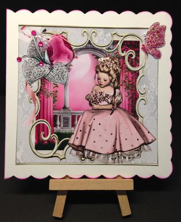 Pretty Girl in the Garden in Ornate Frame 8x8 by Bettina Keis Jensen