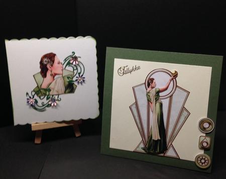 Pandore Art Deco Shaped Panels (green) by Bettina Keis Jensen