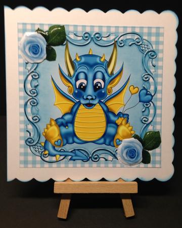 Cute Little Turq Dragon 8x8 by Bettina Keis Jensen