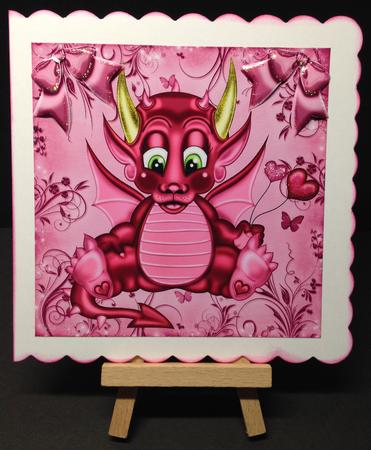 Cute Little Pink Dragon 8x8 by Bettina Keis Jensen