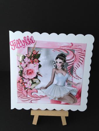 Ballerina with Pink Roses 8x8 by Bettina Keis Jensen