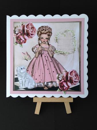 Sweet Girl with Kitten 8x8 by Bettina Keis Jensen