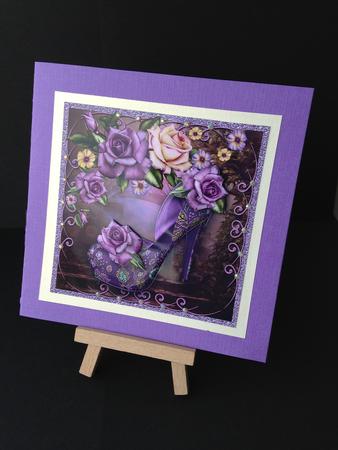 Mauve Roses Shoe Decoupage Card by Bettina Keis Jensen
