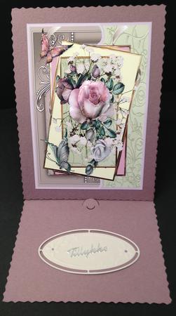 Butterfly and Mauve Rose Card and Decoupage by Bettina Keis Jensen