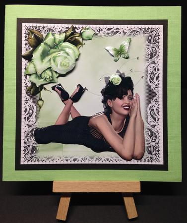 The Green Rose Fascinator Card Front Kit by Bettina Keis Jensen
