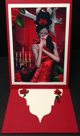 Beauty Red Roses Lady Front Card by Bettina Keis Jensen