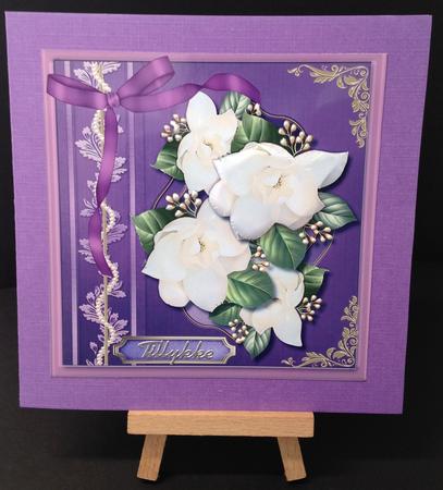 Lovely White Magnolias in Deep Lavender Frame by Bettina Keis Jensen