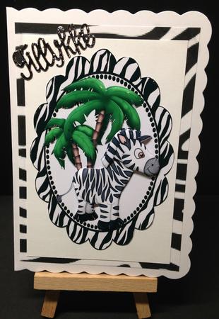 Cute Little Zebra, with Palm Tree in Frame by Bettina Keis Jensen
