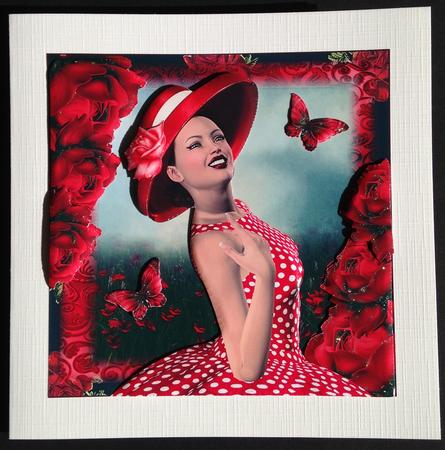 Retro Polka Dot Red Dress Beauty Card Front Kit by Bettina Keis Jensen