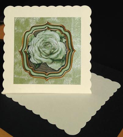 Double Curve Frame Pyramage Topper Green Rose by Bettina Keis Jensen