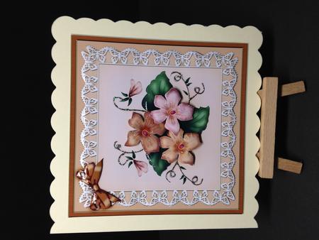 8 x 8 Pretty Viola on Lace Kit with 3D Decoupage by Bettina Keis Jensen