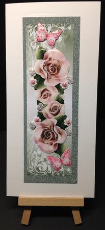 Cascading Pink Roses & Butterflies Tall Dl by Bettina Keis Jensen