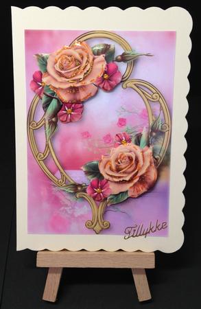 Champagne and Pink Roses & Golden Frame by Bettina Keis Jensen