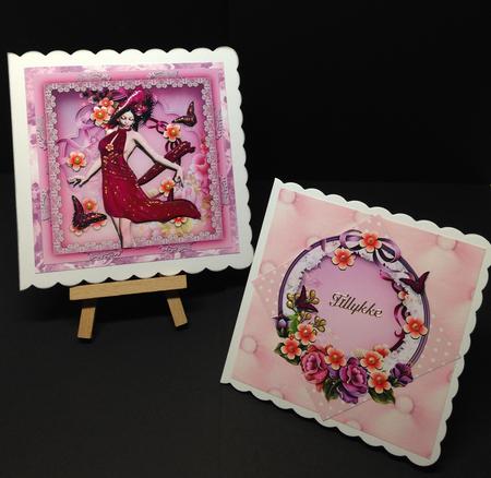 Beautiful Lady in Silky Dress with Roses Card Front by Bettina Keis Jensen