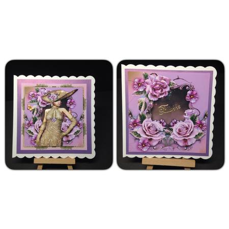 Lady with Gold Dress and Pink Roses Card Front by Bettina Keis Jensen