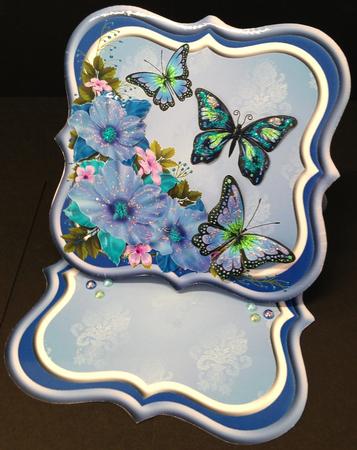 Blue Floral Bracket Easel Kit Various Occasions by Bettina Keis Jensen