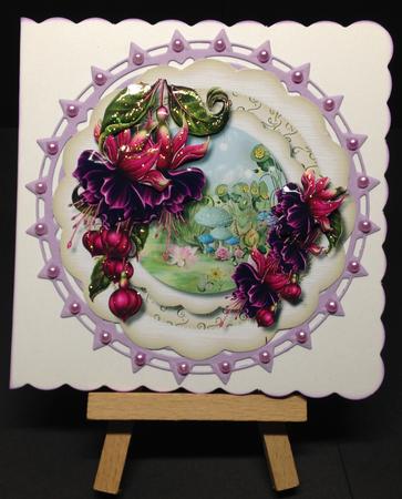 Beautiful Scalloped Fushias Easel or Topper  by Bettina Keis Jensen