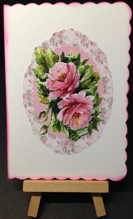 Pink Roses & Butterflies in Floral Frame by Bettina Keis Jensen
