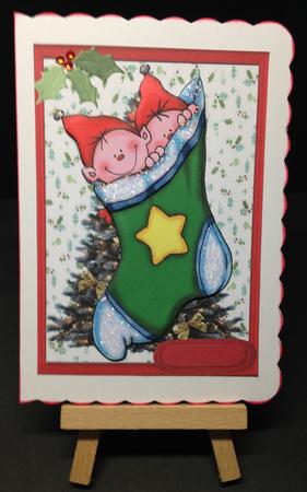 Two Peek-a-boo Elves in a Stocking  by Bettina Keis Jensen
