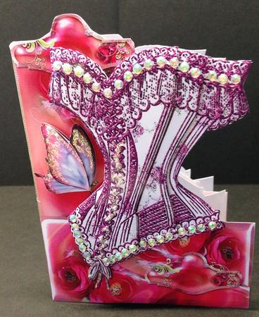 French Corset Minikit - Purple Corset with Pink Roses by Bettina Keis Jensen