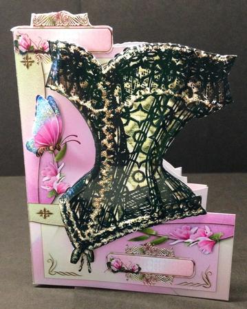 French Corset Minikit - Black & Gold Corset with Magnolia by Bettina Keis Jensen