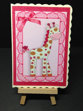 Cute Pink Giraffe with Bow A4 by Bettina Keis Jensen