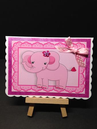 Cute Pink Elephant with Flower A4 by Bettina Keis Jensen