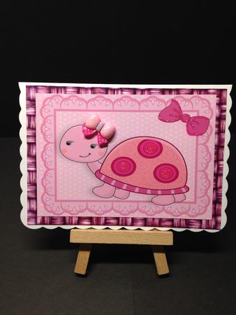 Cute Pink Turtle with Bow A4 by Bettina Keis Jensen