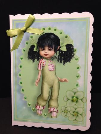Cute Kiki Girl in Green Dungaree's A4 by Bettina Keis Jensen