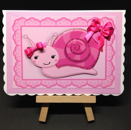 Gorgeous Pink Snail with Bow A4 by Bettina Keis Jensen