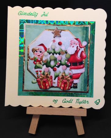 Santa and His Elf Card with Decoupage by Bettina Keis Jensen