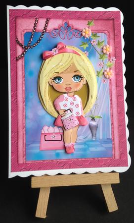Young Fashionista in the Pink! Goes Shopping Decoupage by Bettina Keis Jensen