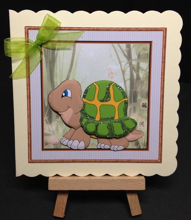 Mr Tortoise Card with Decoupage by Bettina Keis Jensen