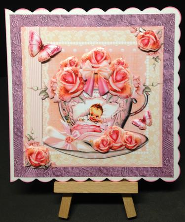 Beautiful Baby Girl Cup Card Front Kit by Bettina Keis Jensen