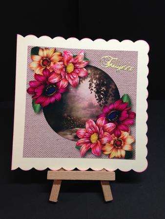Hessian Framed Colourful Dahlias by Bettina Keis Jensen