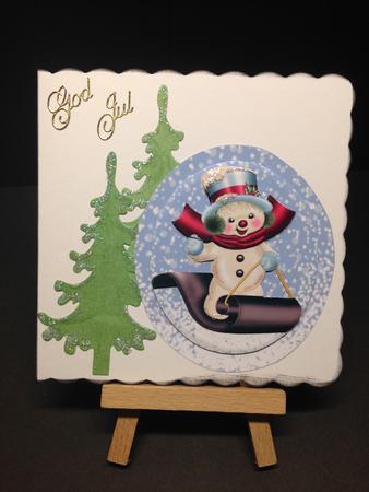 Snowman on a Snowboard! Nearly Midnight, Rocker Card by Bettina Keis Jensen