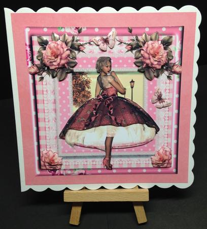 Lacy Pink Rose Card Front Kit by Bettina Keis Jensen