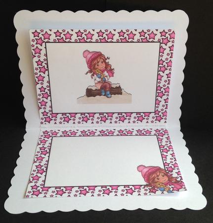 Little Girl and Kitten in the Snow A5 Insert by Bettina Keis Jensen