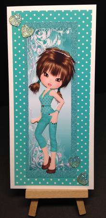 Pretty in Turq in Glitter Leaf Frame Tall Dl by Bettina Keis Jensen