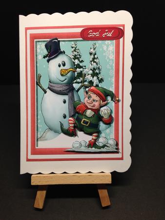 Naughty Elf Playing with the Snowman  by Bettina Keis Jensen