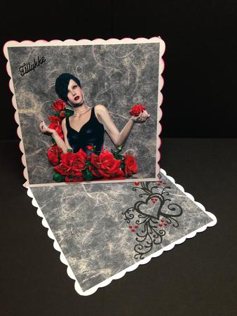 Flower Girls Shaped Card Mini-kit - Rose Red by Bettina Keis Jensen