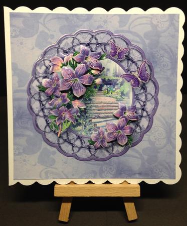 A Garden of Violets Medallion Card Front by Bettina Keis Jensen