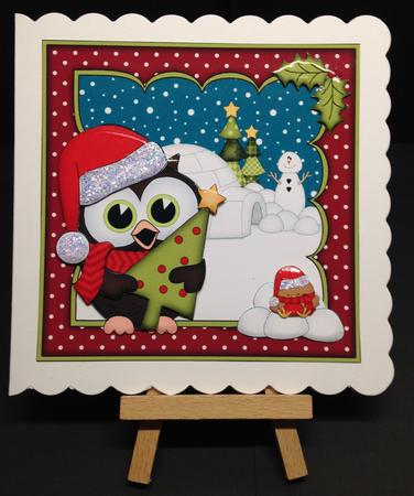 8x8 Xmas Little Hoot Owl Xmas Tree 3D Decoupage by Bettina Keis Jensen