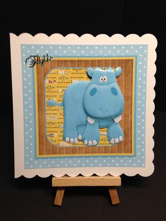 Hippo from the Zoo Card with Large Decoupage by Bettina Keis Jensen