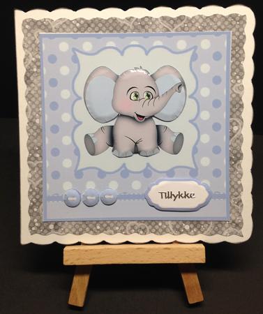 Cute Elephant - New Baby Boy Topper & Decoupage by Bettina Keis Jensen