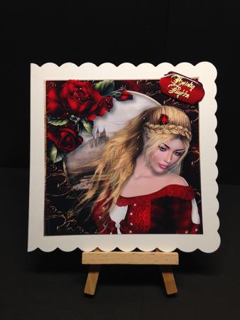 My Lady with Red Roses 8x8 by Bettina Keis Jensen