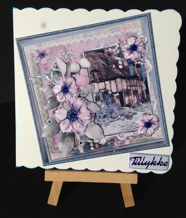 Lilac Cottage Card with Decoupage by Bettina Keis Jensen