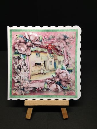 Rose and Vintage Pub Card with Decoupage by Bettina Keis Jensen